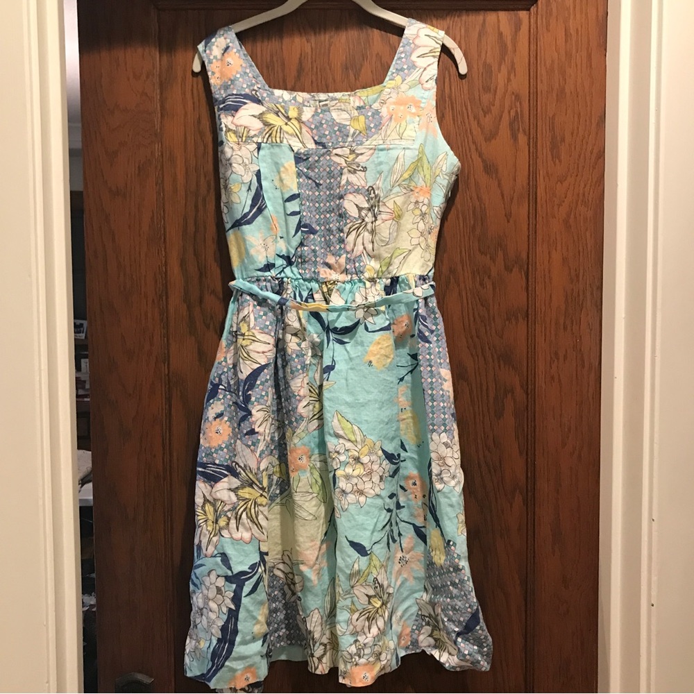 Anthropologie Malvin Floral Geometric Linen Dress